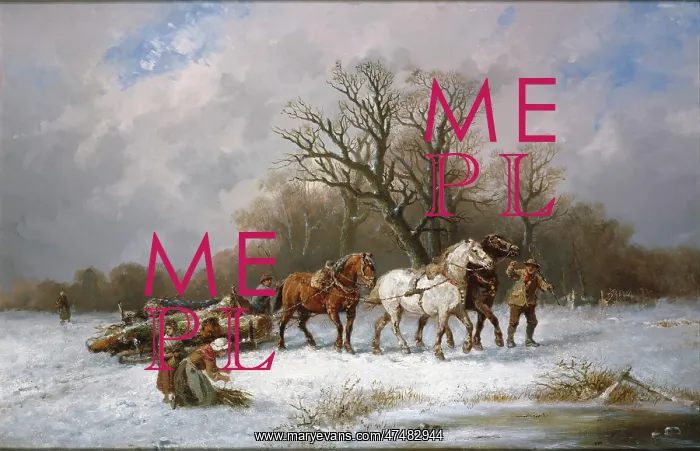 : Logging in Team in Winter ' snow scene : Logging in Team in Winter ' snow scene