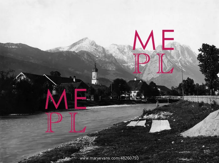 : On the Loisach in Garmisch-Partenkirchen, around 1900 : On the Loisach in Garmisch-Partenkirchen, around 1900