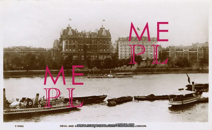  : London - Cecil and Savoy Hotels from across the River Thames