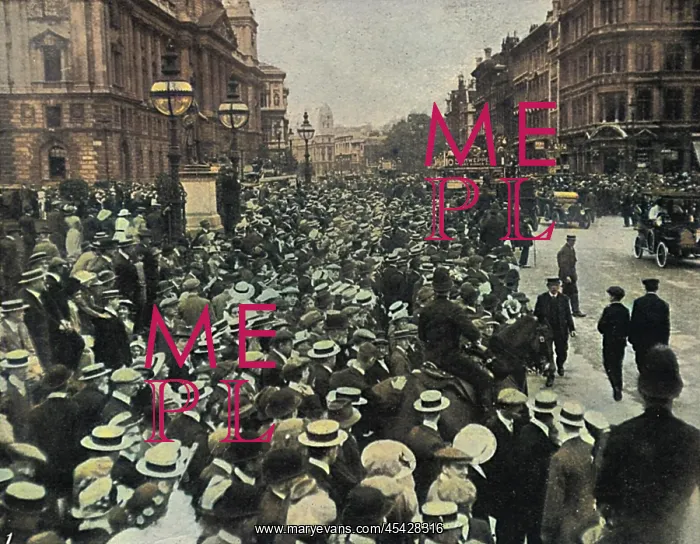 : London crowd in Whitehall : London crowd in Whitehall