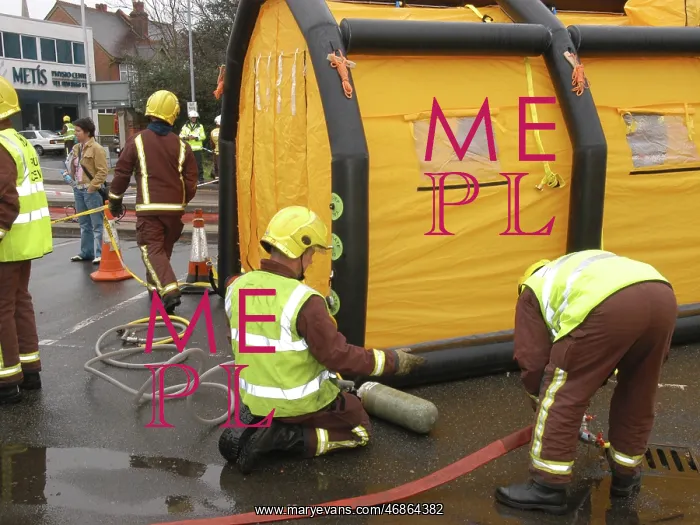 : London Fire Brigade decontamination exercise : London Fire Brigade decontamination exercise