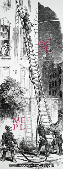 : London firemen fighting a fire which broke out : London firemen fighting a fire which broke out