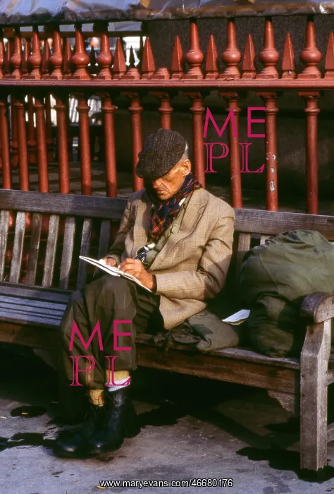 : London Street Scene -- man on bench : London Street Scene -- man on bench