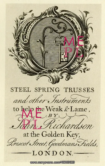  : London Trade Card - John Richardson, Steel Spring Trusses