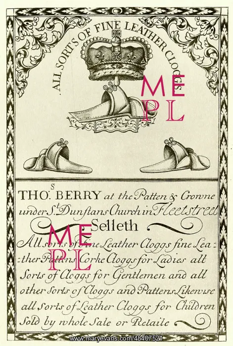 : London Trade Card - Thomas Berry, Leather Clogs : London Trade Card - Thomas Berry, Leather Clogs