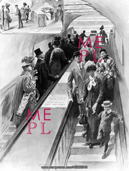 : London's new amusement: Up and down the escalator 1911 : London's new amusement: Up and down the escalator 1911