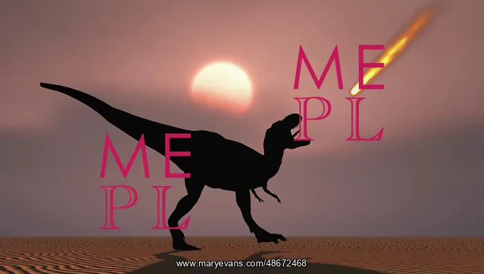 : A lone T-rex watches a falling asteroid that will : A lone T-rex watches a falling asteroid that will