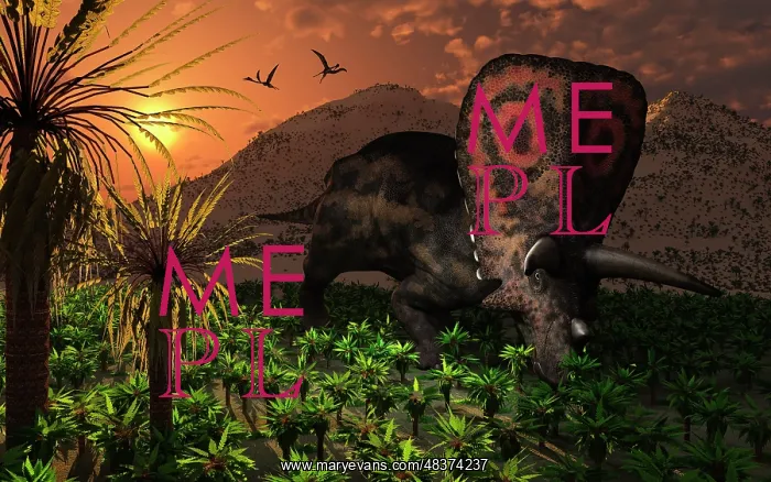 : A lone Torosaurus dinosaur feeding on plants : A lone Torosaurus dinosaur feeding on plants