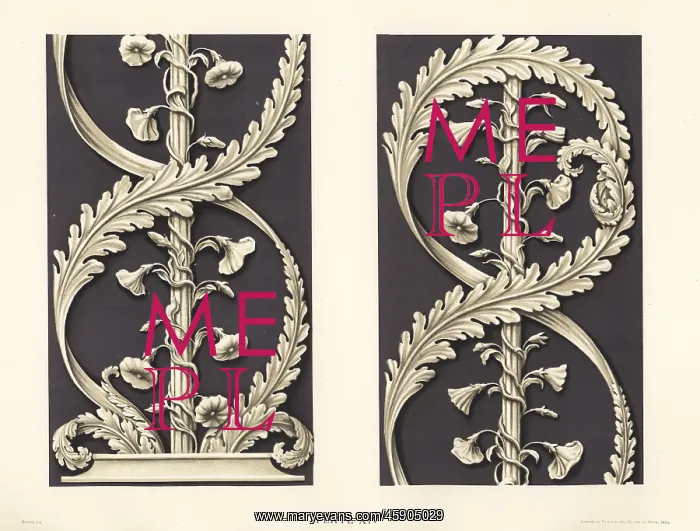 : Long plaque with scroll of convolvulus foliage : Long plaque with scroll of convolvulus foliage