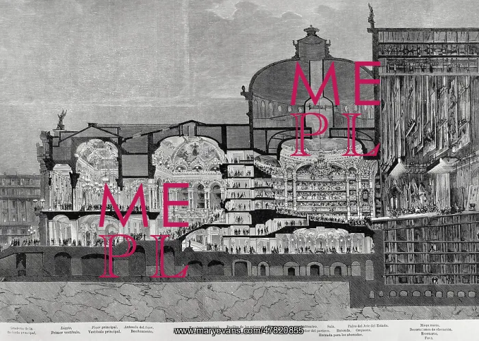 : Longitudinal section of the Theatre of Palais Garnier : Longitudinal section of the Theatre of Palais Garnier