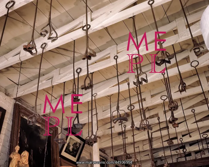 : Looking up at Collection of Metal Branding Irons : Looking up at Collection of Metal Branding Irons
