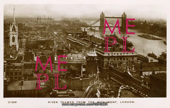 : Looking East down the Thames from The Monument : Looking East down the Thames from The Monument