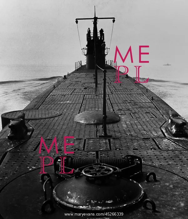 : Looking forward along the deck of U.S. submarine : Looking forward along the deck of U.S. submarine