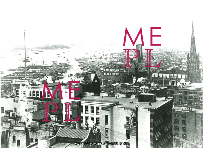 : Looking across the rooftops towards New York harbour : Looking across the rooftops towards New York harbour