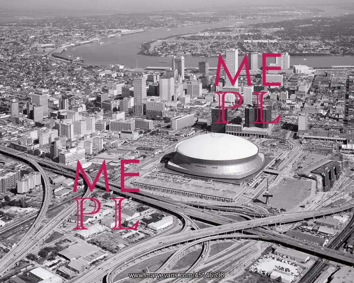 : Looking Southeast at Downtown Superdome in Foreground : Looking Southeast at Downtown Superdome in Foreground