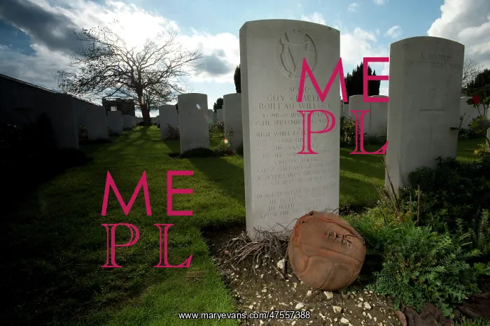 : The Loos football on the grave of Capt Guy Willock : The Loos football on the grave of Capt Guy Willock