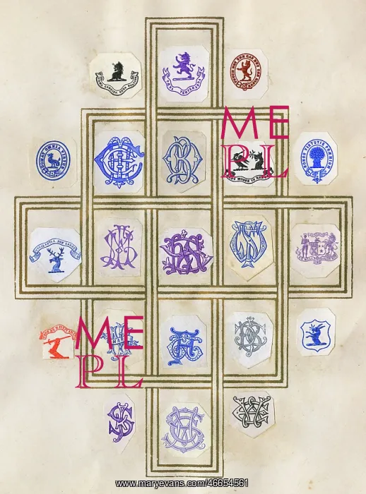 : Loose page from a scrapbook of crests and heraldry : Loose page from a scrapbook of crests and heraldry
