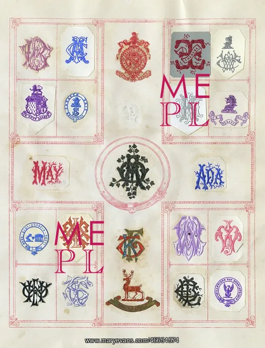 : Loose page from a scrapbook of crests and heraldry : Loose page from a scrapbook of crests and heraldry