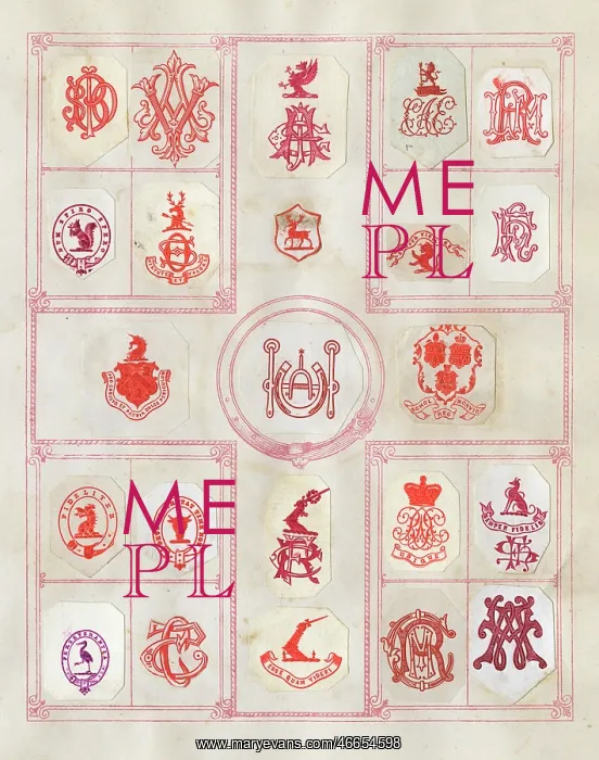 : Loose page from a scrapbook of crests and heraldry : Loose page from a scrapbook of crests and heraldry