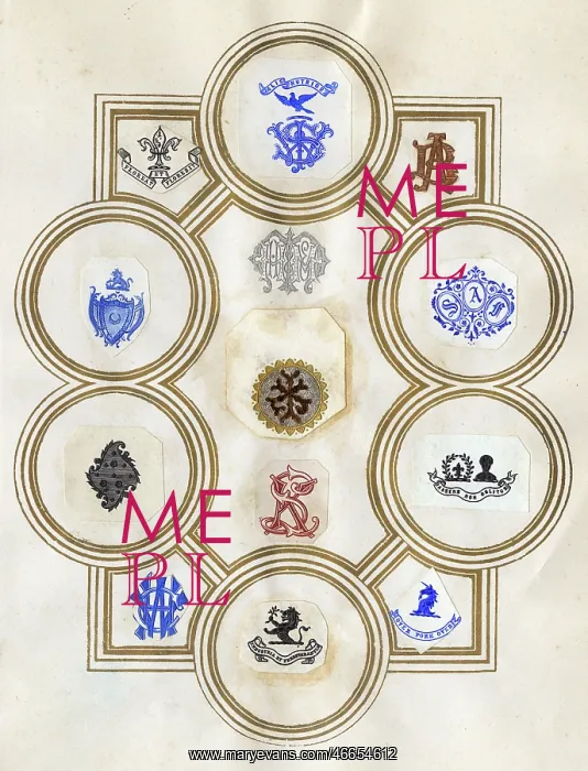 : Loose page from a scrapbook of crests and heraldry : Loose page from a scrapbook of crests and heraldry