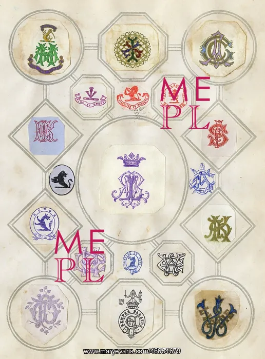 : Loose page from a scrapbook of crests and heraldry : Loose page from a scrapbook of crests and heraldry