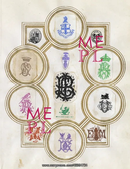 : Loose page from a scrapbook of crests and heraldry : Loose page from a scrapbook of crests and heraldry