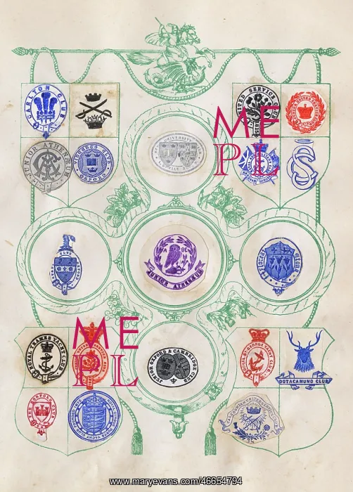 : Loose page from a scrapbook of crests and heraldry : Loose page from a scrapbook of crests and heraldry