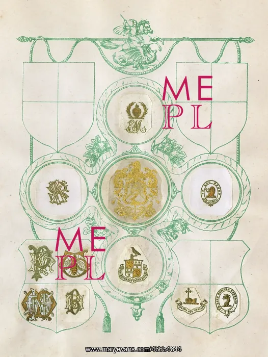 : Loose page from a scrapbook of crests and heraldry : Loose page from a scrapbook of crests and heraldry
