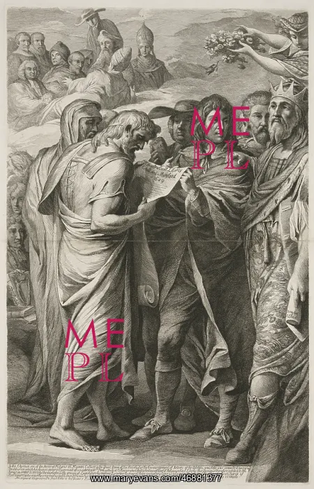 : Lord Calvert showing Lycurgus the document establishing rel : Lord Calvert showing Lycurgus the document establishing rel