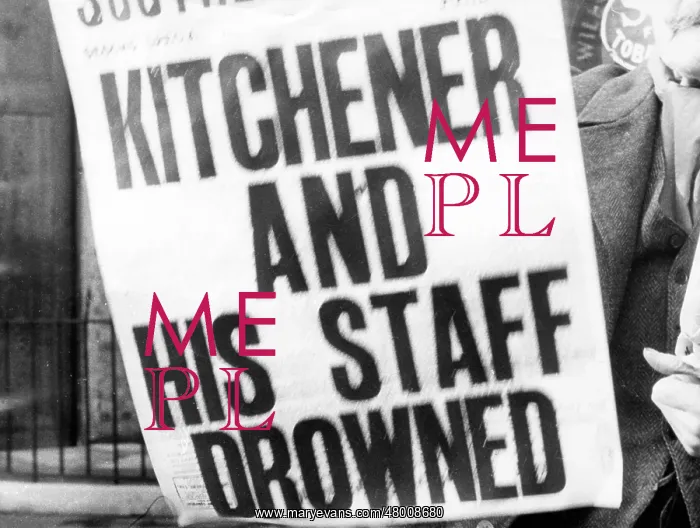 : Lord Kitchener, headlines announcing his death : Lord Kitchener, headlines announcing his death