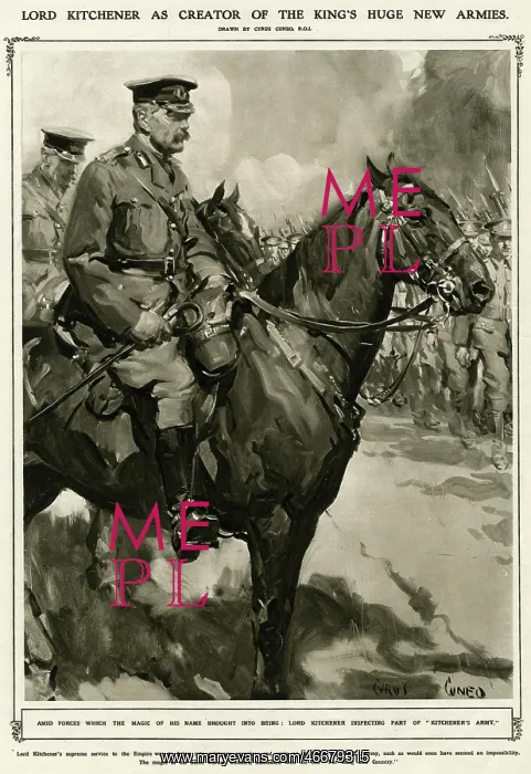 : Lord Kitchener inspecting the army : Lord Kitchener inspecting the army