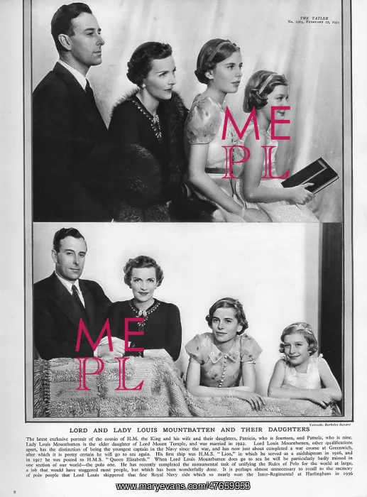 : Lord and Lady Louis Mountbatten with their daughters : Lord and Lady Louis Mountbatten with their daughters