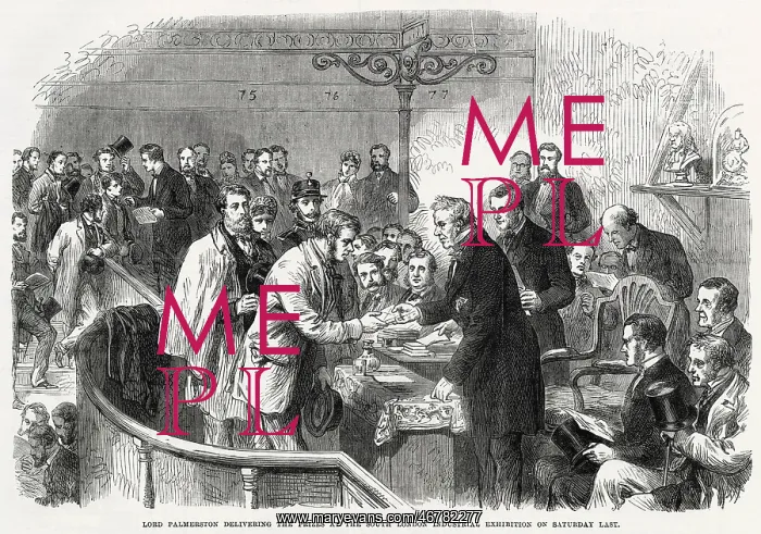 : Lord Palmerston delivering prizes, Industrial Exhibition : Lord Palmerston delivering prizes, Industrial Exhibition