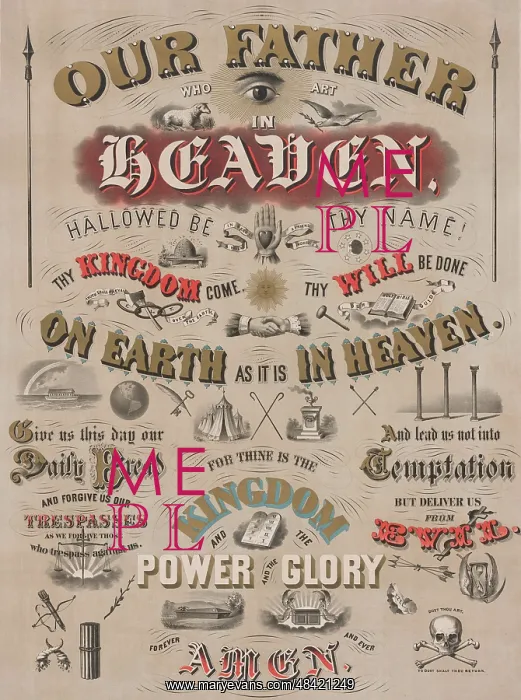 : The Lord's Prayer in a graphic mix of fonts and : The Lord's Prayer in a graphic mix of fonts and