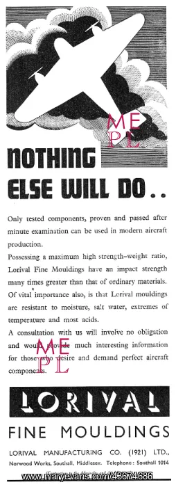 : Lorival Mouldings For Aircraft Components 1937 : Lorival Mouldings For Aircraft Components 1937