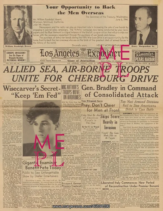 : Los Angeles Examiner front page Battle of Carentan : Los Angeles Examiner front page Battle of Carentan