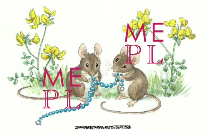 : The Lost Necklace - two mice with a necklace : The Lost Necklace - two mice with a necklace