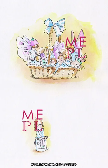 : Lots of fairies in a basket with a blue bow : Lots of fairies in a basket with a blue bow