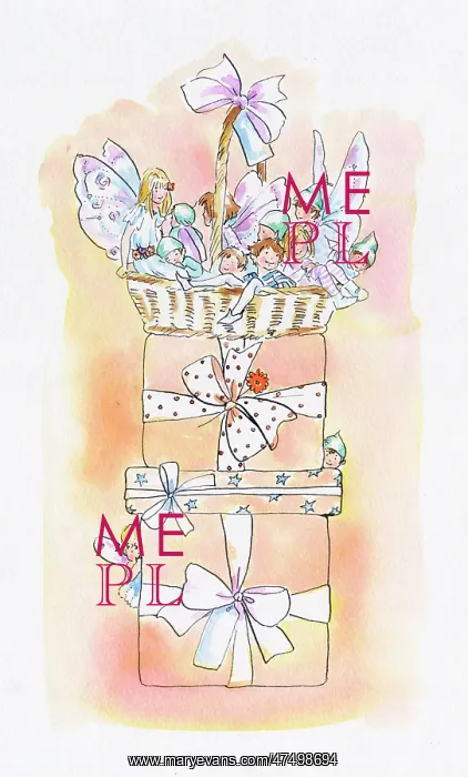 : Lots of fairies in a basket with a blue bow : Lots of fairies in a basket with a blue bow
