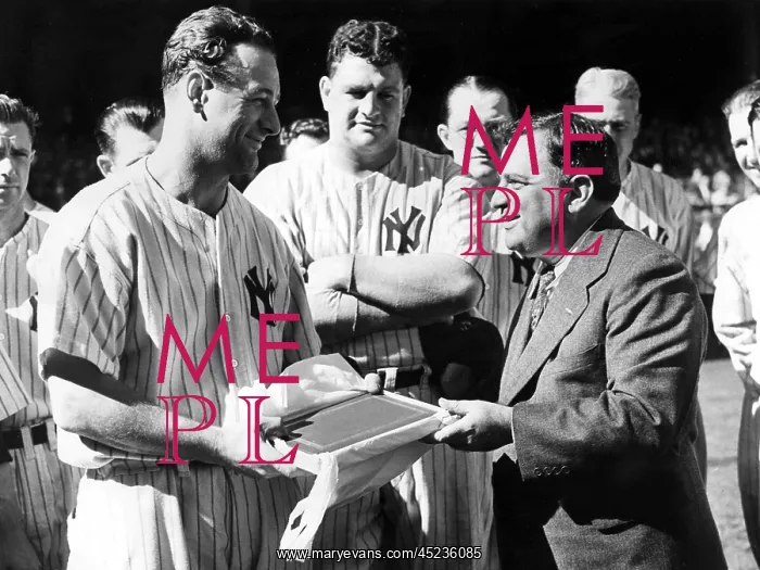 : LOU GEHRIG presented with a scroll commemorating ? : LOU GEHRIG presented with a scroll commemorating ?