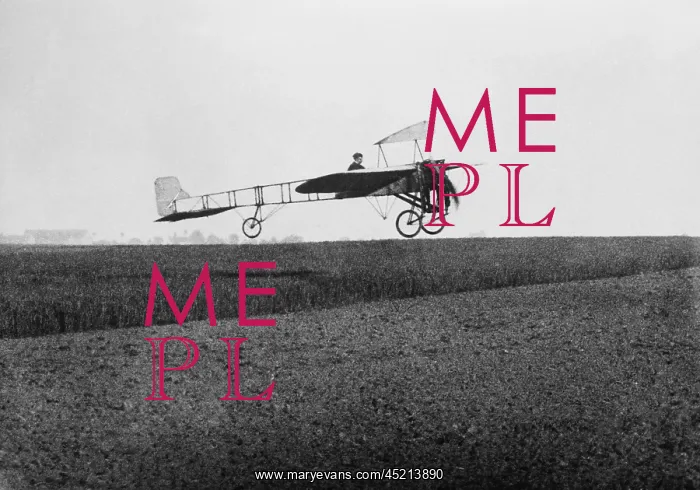 : Louis Bleriot 1872-1936 in flight over a ? : Louis Bleriot 1872-1936 in flight over a ?