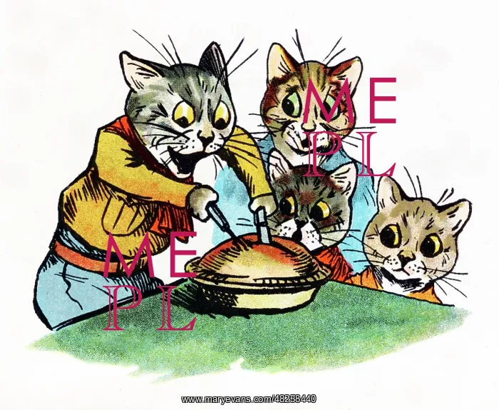  : Louis Wain Cat Scoutmaster cutting the mouse pie