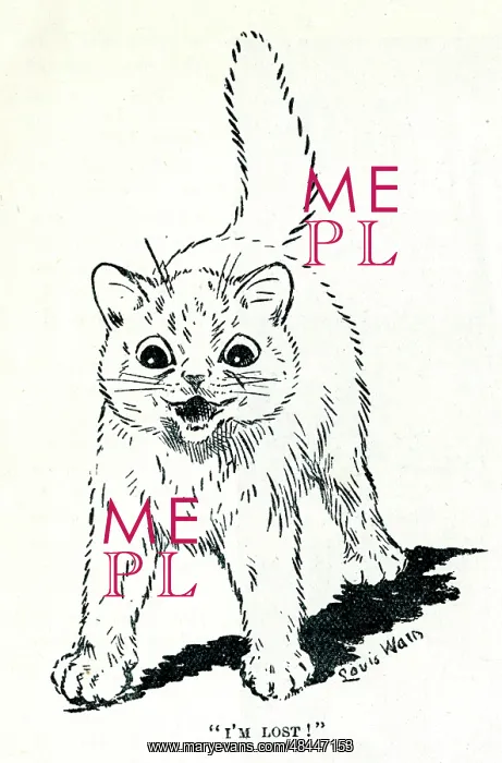 : Louis Wain comical cat - I'm Lost : Louis Wain comical cat - I'm Lost