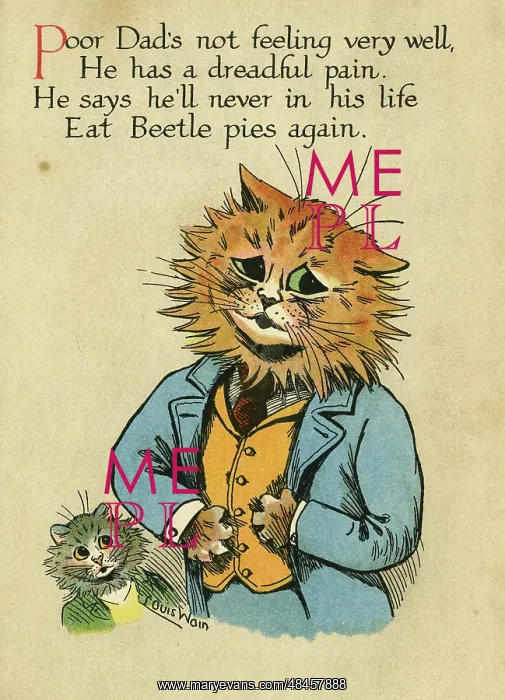 : Louis Wain, Daddy Cat - beetle pies : Louis Wain, Daddy Cat - beetle pies