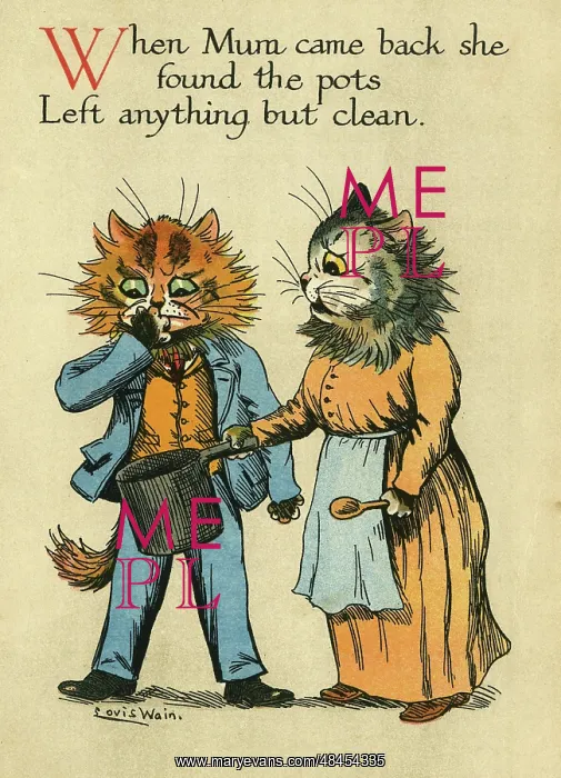 : Louis Wain, Daddy Cat - dirty pot : Louis Wain, Daddy Cat - dirty pot