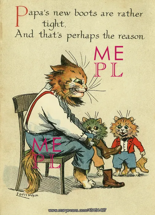 : Louis Wain, Daddy Cat - new boots : Louis Wain, Daddy Cat - new boots