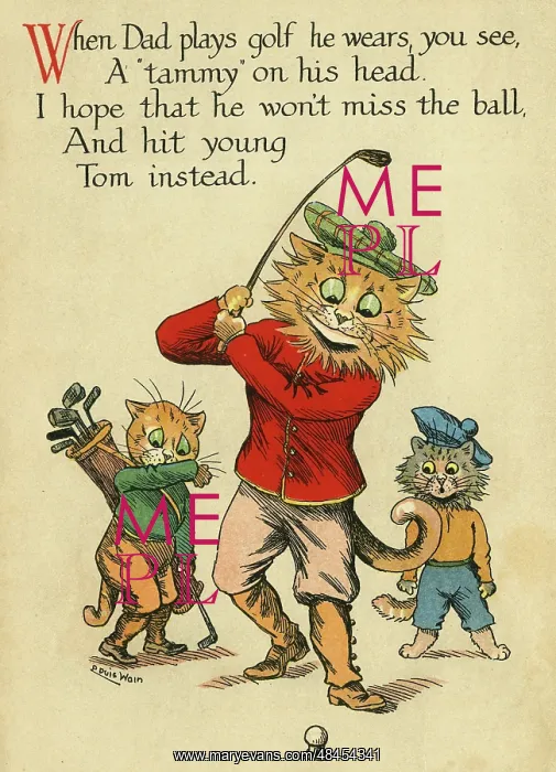  : Louis Wain, Daddy Cat - playing golf