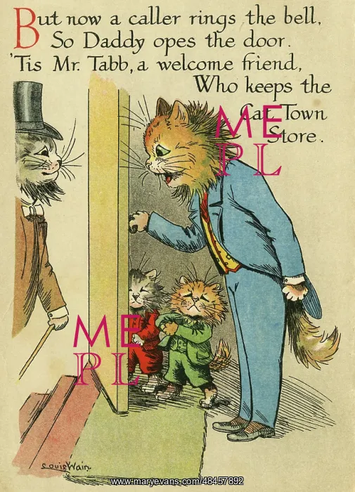 : Louis Wain, Daddy Cat - visit from Mr Tabb : Louis Wain, Daddy Cat - visit from Mr Tabb