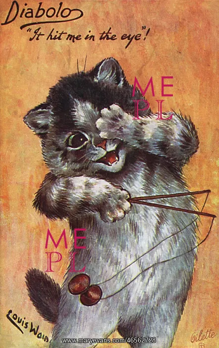 : Louis Wain Postcard - Diabolo : Louis Wain Postcard - Diabolo