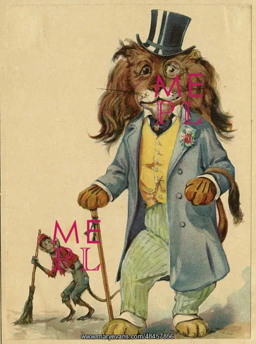  : Louis Wain - rich Lion and crossing sweeper Monkey